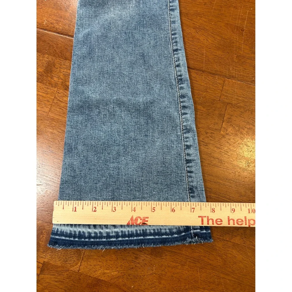 Abercrombie Kids Jeans Girls 11/12 Blue High Rise Flare Raw Hem Denim